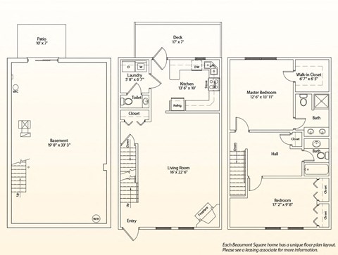 a floor plan of a home with three bedrooms and a living room